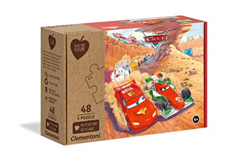 Clementoni 25254 Play for Future Cars – Puzzle 3 x 48 Teile ab 4 Jahren, 3 Kinderpuzzle aus recyceltem & recycelbarem Material, Denkspiel für Kinder von Clementoni