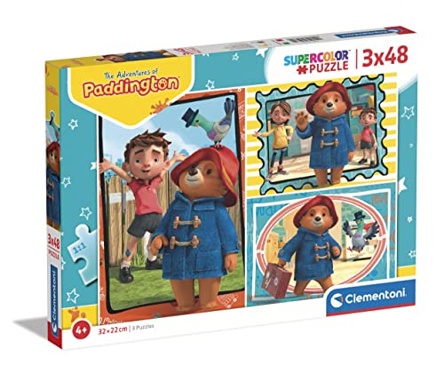 Clementoni - 25274 - Supercolor Puzzle Paddington - 3 Puzzle Mit 48 Teile - Puzzle Für Kinder Ab 4 Jahren, Made In Italy von Clementoni