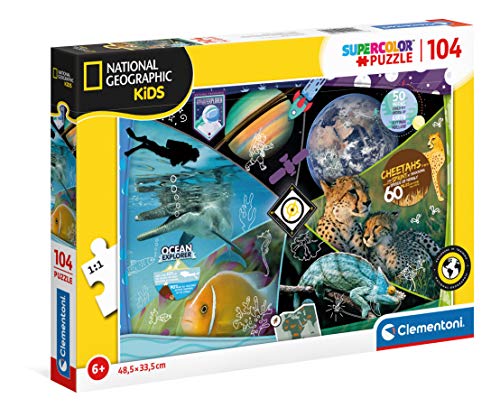 Clementoni 25715 Supercolor Explorers in Training – Puzzle 104 Teile ab 6 Jahren, buntes Kinderpuzzle mit besonderer Leuchtkraft & Farbintensität, Geschicklichkeitsspiel für Kinder von Clementoni