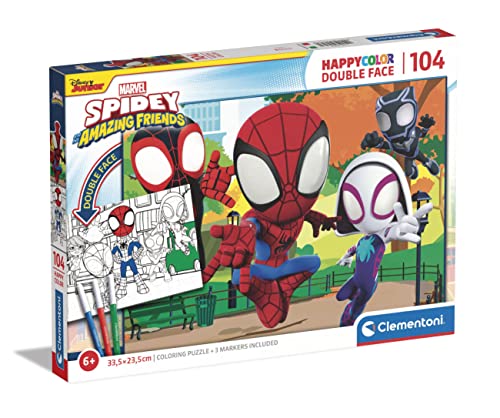 Clementoni - 25727 - Happy Color Double Face Marvel Spidey Amazing Friends - Puzzle Mit 104 Teile - Puzzle Für Kinder Ab 6 Jahren, Made In Italy von Clementoni