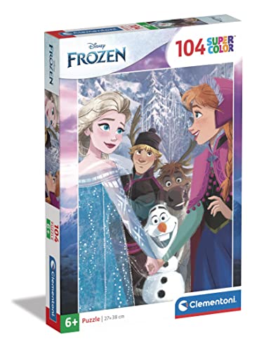 Clementoni - 25742 - Supercolor Puzzle - Disney Frozen - Puzzle 104 Teile Ab 6 Jahren, Buntes Kinderpuzzle Mit Besonderer Leuchtkraft & Farbintensität, Geschicklichkeitsspiel Für Kinder von Clementoni