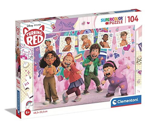 Clementoni - 25747 - Supercolor Puzzle - Disney Turning Red - Puzzle 104 Teile Ab 6 Jahren, Buntes Kinderpuzzle Mit Besonderer Leuchtkraft & Farbintensität, Geschicklichkeitsspiel Für Kinder von Clementoni