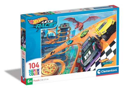 Clementoni Hot Wheels Kinder Puzzle 104 Teile - Hot Wheels Puzzle 37,9 x 26,9 cm cm für Kinder ab 6 Jahre - Geschicklichkeitsspiel von Clementoni 25760 von Clementoni