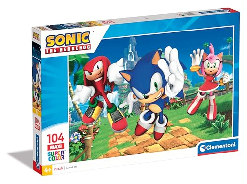 Clementoni Sonic Kinder Puzzle 104 Maxi Teile - Sonic Puzzle 62 x 42 cm cm für Kinder ab 4 Jahre - Geschicklichkeitsspiel von Clementoni 25764 von Clementoni