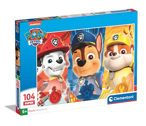 Clementoni Paw Patrol Kinder Puzzle 104 Teile - Paw Patrol Puzzle 37,9 x 26,9 cm für Kinder ab 6 Jahre - Geschicklichkeitsspiel von Clementoni 25780 von Clementoni