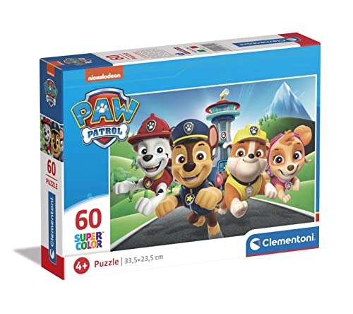 Clementoni - 26114 - Supercolor Puzzle - Paw Patrol - Puzzle 60 Teile Ab 5 Jahren, Buntes Kinderpuzzle Mit Besonderer Leuchtkraft & Farbintensität, Geschicklichkeitsspiel Für Kinder von Clementoni