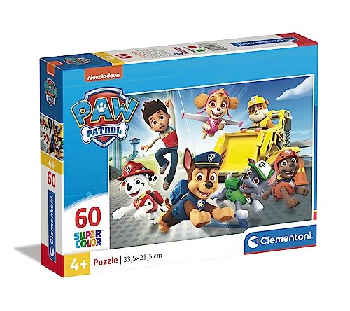 Clementoni - 26203 - Supercolor Puzzle - Paw Patrol - Puzzle 60 Teile Ab 4 Jahren, Buntes Kinderpuzzle Mit Besonderer Leuchtkraft & Farbintensität, Geschicklichkeitsspiel Für Kinder von Clementoni