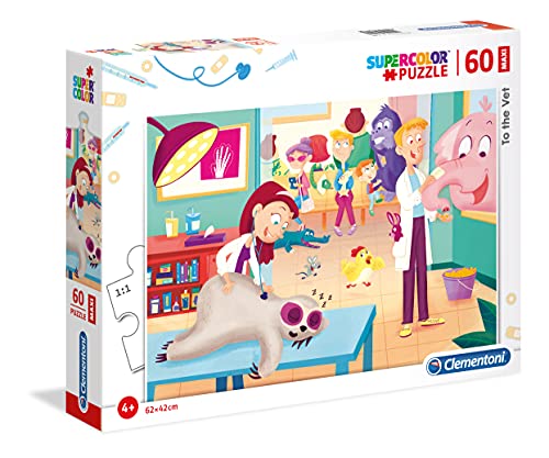 Clementoni 26446 Maxi Der Tierarzt – Puzzle 60 Teile ab 4 Jahren, farbenfrohes Kinderpuzzle mit extra großen Puzzleteilen, Geschicklichkeitsspiel für Kinder von Clementoni