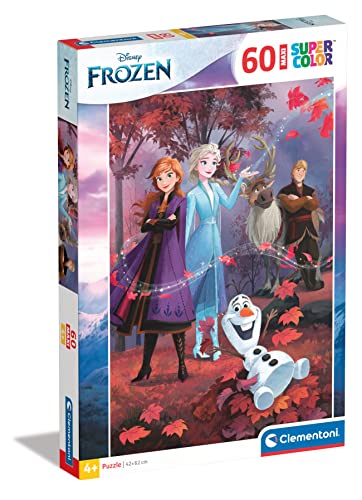 Clementoni - 26474 - Supercolor Puzzle - Disney Frozen - Puzzle 60 Maxi Teile Ab 4 Jahren, Buntes Kinderpuzzle Mit Besonderer Leuchtkraft & Farbintensität, Geschicklichkeitsspiel Für Kinder von Clementoni