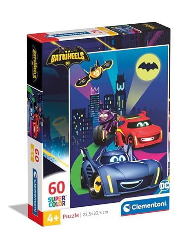 Clementoni 26593 Batwheels, 60 Teile, ab 4 Jahre, Puzzle für Kinder, Hergestellt in Italien-26593, Multicolor, 33,5 x 23,5 cm von Clementoni