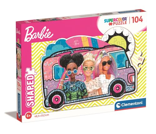 Clementoni - 27162 - Supercolor Puzzle Shaped Barbie - Puzzle 104 Teile Ab 6 Jahren, buntes Kinderpuzzle mit besonderer Leuchtkraft & Farbintensität, Geschicklichkeitsspiel für Kinder von Clementoni