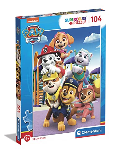 Clementoni - 27178 - Supercolor Puzzle - Paw Patrol - Puzzle 104 Teile Ab 6 Jahren, Buntes Kinderpuzzle Mit Besonderer Leuchtkraft & Farbintensität, Geschicklichkeitsspiel Für Kinder von Clementoni