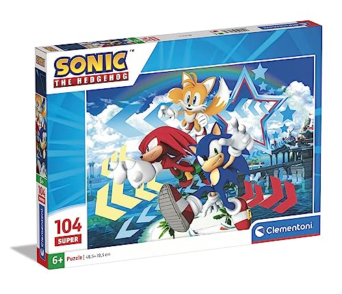 Clementoni 27267 Supercolor Sonic-Puzzle 104 Teile Ab 6 Jahren, Buntes Kinderpuzzle Mit Besonderer Leuchtkraft & Farbintensität, Geschicklichkeitsspiel Für Kinder von Clementoni