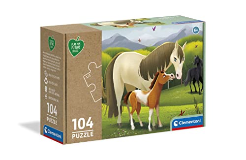 Clementoni 27527 Play for Future Horses – Puzzle 104 Teile ab 6 Jahren, Kinderpuzzle aus recyceltem & recycelbarem Material, Denkspiel für Kinder von Clementoni