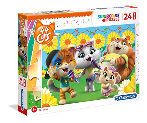 Clementoni 28500 Maxi 44 Cats – Puzzle 24 Teile ab 3 Jahren, farbenfrohes Kinderpuzzle mit extra großen Puzzleteilen, Geschicklichkeitsspiel für Kinder von Clementoni