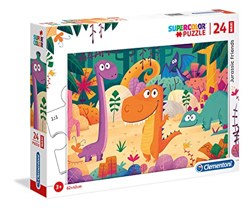 Clementoni 28506 Maxi Dinosaurier – Puzzle 24 Teile ab 3 Jahren, farbenfrohes Kinderpuzzle mit extra großen Puzzleteilen, Geschicklichkeitsspiel für Kinder von Clementoni