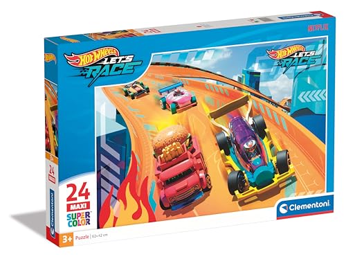 Clementoni Supercolor Hot Wheels Kinder Puzzle 24 Maxi Teile - Auto Puzzle 62 x 42 cm für Kinder ab 3 Jahre - Geschicklichkeitsspiel von Clementoni 28523 von Clementoni