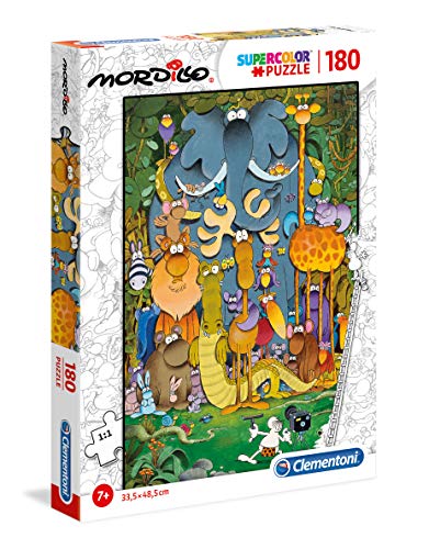 Clementoni 29204 Supercolor Mordillo Das Photo – Puzzle 180 Teile ab 7 Jahren, buntes Kinderpuzzle mit besonderer Leuchtkraft & Farbintensität, Geschicklichkeitsspiel für Kinder von Clementoni