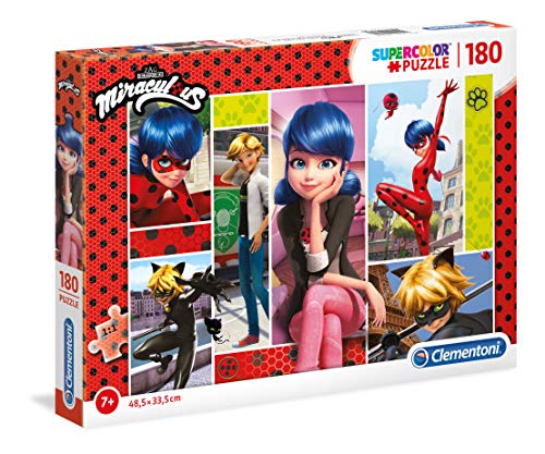 Clementoni 29758 Supercolor Miraculous – Puzzle 180 Teile, buntes Kinderpuzzle, Geschicklichkeitsspiel für Kinder von 7 - 9 Jahren, farbenfrohes Legespiel von Clementoni