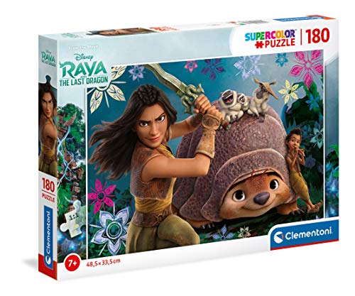 Clementoni 29772 Supercolor Raya and The Last Dragon – Puzzle 180 Teile ab 7 Jahren, buntes Kinderpuzzle mit besonderer Leuchtkraft & Farbintensität, Geschicklichkeitsspiel für Kinder von Clementoni