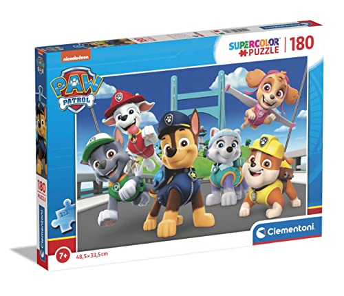 Clementoni - 29780 - Supercolor Puzzle - Paw Patrol - Puzzle 180 Teile Ab 7 Jahren, Buntes Kinderpuzzle Mit Besonderer Leuchtkraft & Farbintensität, Geschicklichkeitsspiel Für Kinder von Clementoni