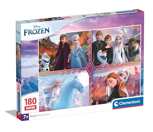 Clementoni Supercolor Disney Frozen Puzzle - Puzzle 180 Teile ab 7 Jahren - buntes Kinderpuzzle mit besonderer Leuchtkraft & Farbintensität - Geschicklichkeitsspiel für Kinder 29786 von Clementoni