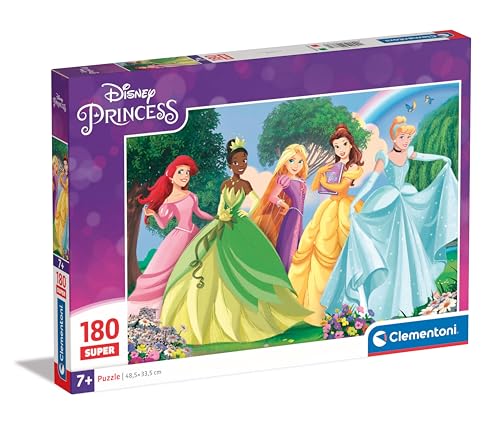 Clementoni Supercolor Prinzessinnen Puzzle - Puzzle 180 Teile ab 7 Jahren - buntes Kinderpuzzle mit besonderer Leuchtkraft & Farbintensität - Geschicklichkeitsspiel für Kinder 29787 von Clementoni