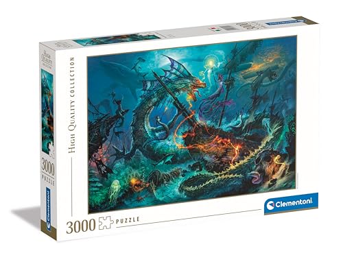 Clementoni - 33023 - Puzzle Collection - The Underwater Battle - 3000 Teile - Puzzle für Erwachsene, Illustration des Autors, Paolo Barbieri, horizontal, Spaß für Erwachsene, Made in Italy von Clementoni