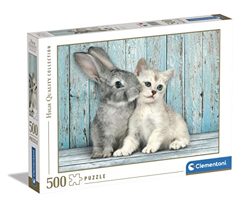 Clementoni 35004 Katze & Hase – Puzzle 500 Teile, buntes Geschicklichkeitsspiel für die ganze Familie, Erwachsenenpuzzle ab 14 Jahren, Multicolor von Clementoni