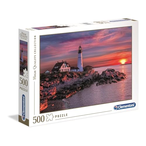 Clementoni 35049 Portland Leuchtturm – Puzzle 500 Teile ab 9 Jahren, buntes Erwachsenenpuzzle mit kräftigen Farben, Geschicklichkeitsspiel für die ganze Familie, schöne Geschenkidee von Clementoni