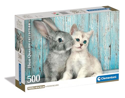 Clementoni Cat & Bunny Puzzle 500 Teile Erwachsene - Puzzle Erwachsene in 49 x 36 cm - Puzzle Erwachsene anspruchsvoll von Clementoni 35539 von Clementoni