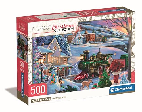 Clementoni Christmas Train Puzzle 500 Teile, für Erwachsene, Hergestellt in Italien, Multicolor - 35566 von Clementoni