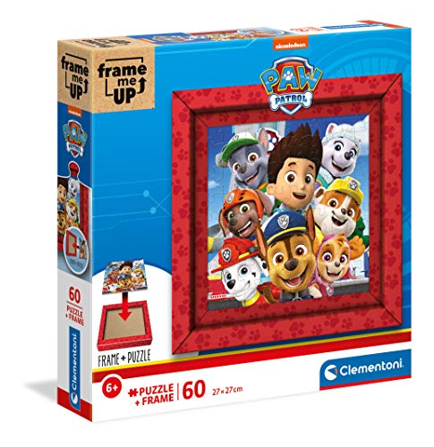 Clementoni 38808 Frame me up Paw Patrol – Puzzle 60 Teile ab 4 Jahren, buntes Kinderpuzzle inkl. Rahmen aus Karton, zum Aufhängen ohne Kleber, Geschicklichkeitsspiel für Kinder von Clementoni