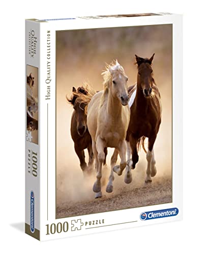 Clementoni 39168 Running Horses – Puzzle 1000 Teile, buntes Legespiel für die ganze Familie, Erwachsenenpuzzle ab 14 Jahren von Clementoni