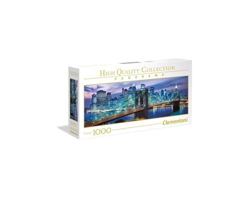 Clementoni 39434 Panorama New York Brooklyn Bridge – Puzzle 1000 Teile ab 9 Jahren, Erwachsenenpuzzle mit Panoramabild, Geschicklichkeitsspiel für die ganze Familie, ideal als Wandbild von Clementoni