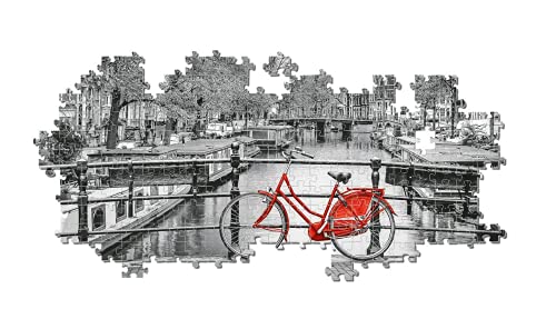 Clementoni 39440 Panorama Amsterdam Fahrrad – Puzzle 1000 Teile ab 9 Jahren, Erwachsenenpuzzle mit Panoramabild, Geschicklichkeitsspiel für die ganze Familie, ideal als Wandbild von Clementoni