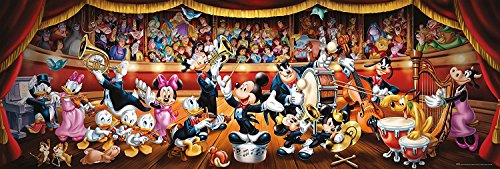 Clementoni 39445 Panorama Disney Orchestra – Puzzle 1000 Teile ab 9 Jahren, Erwachsenenpuzzle mit Panoramabild, Geschicklichkeitsspiel für die ganze Familie, ideal als Wandbild von Clementoni