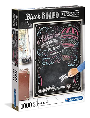 Clementoni 39478 Travel – Puzzle 1000 Teile, Black Board Puzzle, Geschicklichkeitsspiel für die ganze Familie, modernes Legespiel, Erwachsenenpuzzle ab 14 Jahren von Clementoni