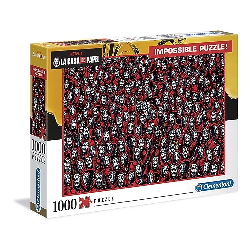 Clementoni 39527 Impossible Puzzle La Casa de Papel – Puzzle 1000 Teile ab 9 Jahren, Erwachsenenpuzzle mit Wimmelbild, herausforderndes Geschicklichkeitsspiel für die ganze Familie von Clementoni