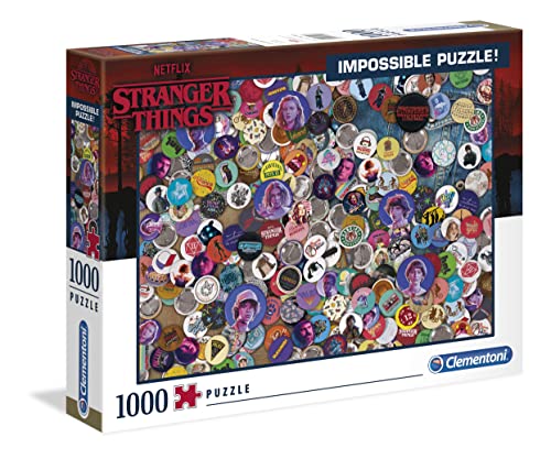 Clementoni 39528 Impossible Puzzle Stranger Things – Puzzle 1000 Teile ab 9 Jahren, Erwachsenenpuzzle mit Wimmelbild, herausforderndes Geschicklichkeitsspiel für die ganze Familie von Clementoni