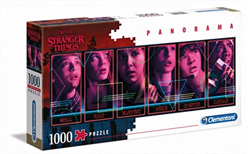 Clementoni 39548 Panorama Stranger Things – Puzzle 1000 Teile ab 9 Jahren, Erwachsenenpuzzle mit Panoramabild, Geschicklichkeitsspiel für die ganze Familie, ideal als Wandbild von Clementoni