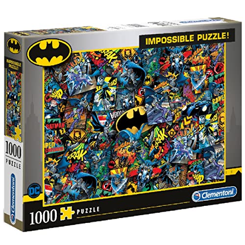 Clementoni 39575 Batman – 1000 Teile Impossible Puzzle, Geschicklichkeitsspiel für die ganze Familie, buntes Legespiel, Erwachsenenpuzzle ab 9 Jahren, 28.1 x 37 x 5.5 von Clementoni