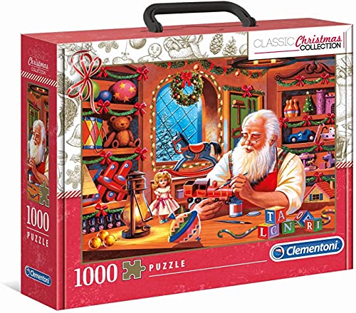 Clementoni - 39584 - Christmas Collection Santa - Works - Puzzle 1000 Teile, Weihnachtspuzzle Erwachsene, Geschicklichkeitsspiel für die ganze Familie, Erwachsenenpuzzle ab 10 Jahren, Mehrfarbig von Clementoni