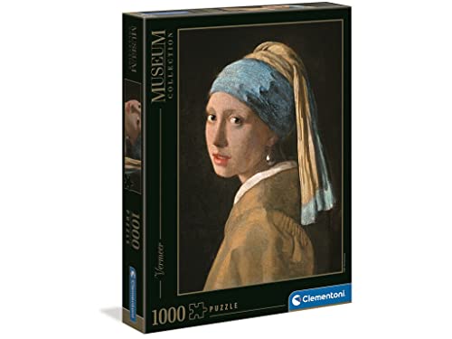 Clementoni 39614 Vermeer – Das Mädchen mit dem Perlenohrring – Puzzle 1000 Teile, Museum Collection, Geschicklichkeitsspiel für die ganze Familie, Erwachsenenpuzzle ab 14 Jahren von Clementoni