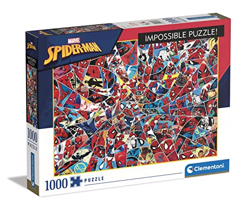Clementoni - 39657 - Impossible Puzzle - Marvel Spiderman - Puzzle 1000 Teile ab 10 Jahren, Erwachsenenpuzzle mit Wimmelbild, herausforderndes Geschicklichkeitsspiel für die ganze Familie von Clementoni