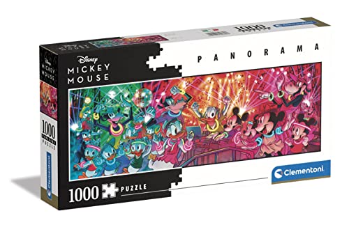 Clementoni - 39660 - Panorama Puzzle - Disney Disco - Puzzle 1000 Teile ab 14 Jahren, Erwachsenenpuzzle mit Wimmelbild, Geschicklichkeitsspiel für die ganze Familie von Clementoni