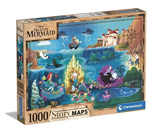 Clementoni 39664 The Maps-Disney Little Mermaid-Puzzle 1000 Teile für Erwachsene und Kinder ab 10 Jahre, Mehrfarbig, Medium Medium, 1000 pezzi von Clementoni