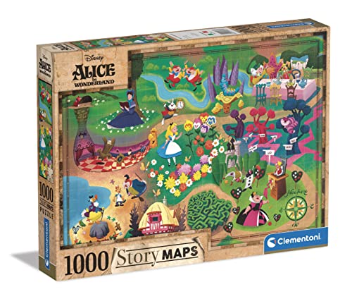 Clementoni 39667 Maps-Disney Alice in Wonderland-Puzzle 1000 Teile für Erwachsene und Kinder ab 10 Jahre,Mehrfarbig, Medium Medium, 1000 pezzi von Clementoni