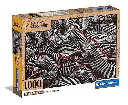 Clementoni - 39729 - Puzzle National Geographic - Zebras In Holding Pen - Puzzle 1000 Teile Für Erwachsene Und Kinder 14 Jahren, Geschicklichkeitsspiel Für Die Ganze Familie von Clementoni