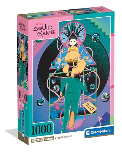 Clementoni 39900 Squid Game Puzzle 1000 Teile, Hochwertige Kollektion, für Erwachsene, Hergestellt in Italien, Multicolor-39900, Multicolor, 70 x 50 cm von Clementoni